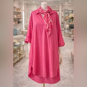 Vineyard Vines Hot Pink Cotton Tunic Dress with Matching Scarf